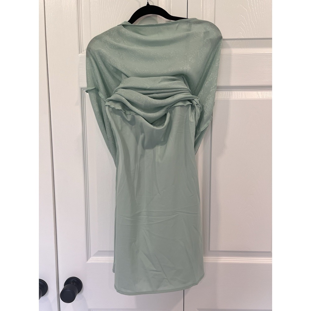 NWT Altar'd State Midi Dress Mint Floral Satin Cowl Neck Slip Midi Dress XXS - Picture 5 of 12